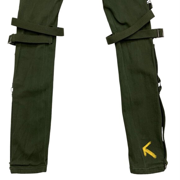 Serenede Holy Pothos Jeans 28 Green Olive Green Skinny Straps Mid Rise Punk - Picture 10 of 12